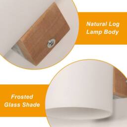 Pheashine Modern Solid Wood Wall Lamp With Cylindrical Glass Lampshade in Light Brown - thumbnail 4