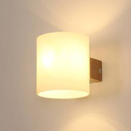 Pheashine Nordic Wooden Wall Sconce, Glass Shade, Natural Wood, E27, Bulb Not in Light Brown