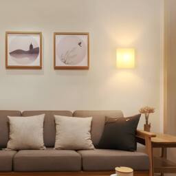 Pheashine Modern Solid Wood Wall Lamp With Cylindrical Glass Lampshade in Light Brown - thumbnail 6
