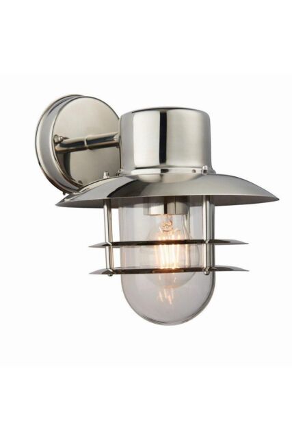 Netlighting Jenson 1 Light Outdoor Wall Polished Stainless Steel Glass IP44 E27 in Grey