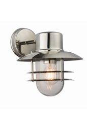 Netlighting Jenson 1 Light Outdoor Wall Polished Stainless Steel Glass IP44 E27 in Grey