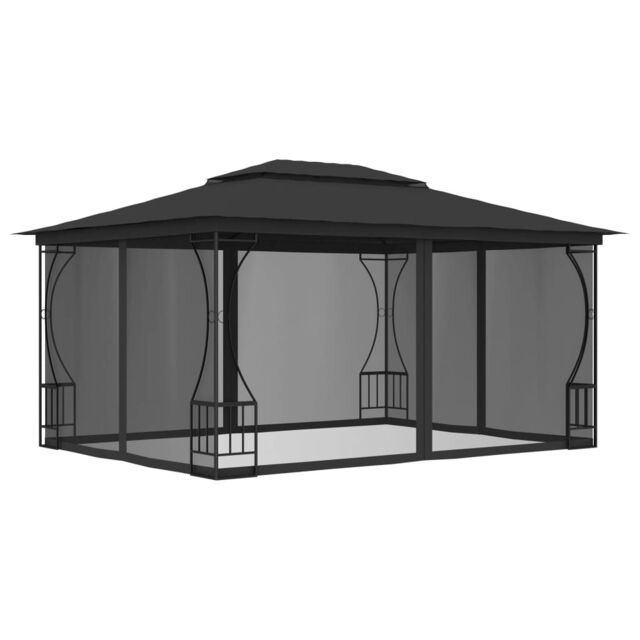 Berkfield Home Gazebo with Nets 300x400x265 cm Anthracite in Black - Size: 300 x 400 x 265 cm - image 1
