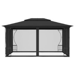 Berkfield Home Gazebo with Nets 300x400x265 cm Anthracite in Black - Size: 300 x 400 x 265 cm - thumbnail 2