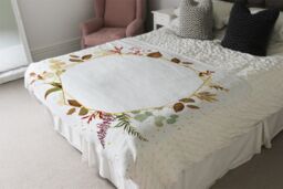 Benjamin Tate Design Autumn Flowers Blanket in Natural - Size: 120 cm x 150 cm - thumbnail 3
