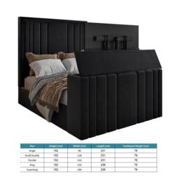 KDMD Ashburnham Upholstered Soft Velvet Black Tv Bespoke Bed Frame - Size: Double - thumbnail 7