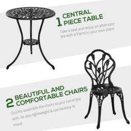 Wyld Haus Malutte 3 Piece Aluminium Floral Bistro Set in Black - thumbnail 4