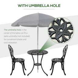 Wyld Haus Malutte 3 Piece Aluminium Floral Bistro Set in Black - thumbnail 6
