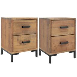 Berkfield Home Bedside Cabinets 2 pcs 36x30x45 cm Solid Wood Pine in Brown - Size: 36 x 30 x 45 cm - thumbnail 1