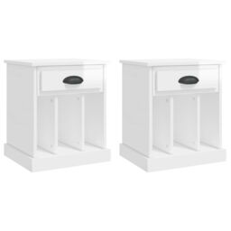 Berkfield Home Bedside Cabinets 2 pcs High Gloss White 43x36x50 cm - Size: 43 x 36 x 50 cm - thumbnail 2