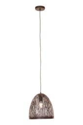 Orsina Small Black Pendant Light With Iron Frame, Perforated Shade Hanging Fixture, Artistic Black Pendant Lamp - thumbnail 2