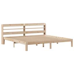 Berkfield Home Beautiful Bed Frame with Headboard without Mattress 200x200 cm in Natural - thumbnail 1