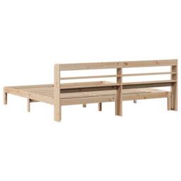 Berkfield Home Beautiful Bed Frame with Headboard without Mattress 200x200 cm in Natural - thumbnail 6