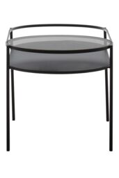 Orsina Modern Two Tier Black Table, Glass Cocktail Table, Metal & Glass Sofa Table, Versatile Oval-Shaped Table - thumbnail 3