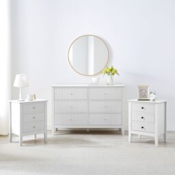 Melody Maison Large Chest Of Drawers & Pair Of Bedside Tables - Hales White Range - thumbnail 5