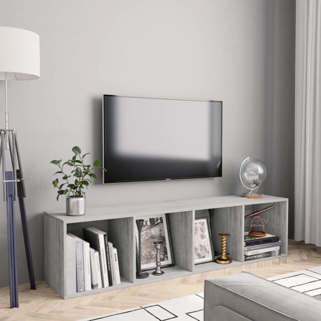 Berkfield Home Book Cabinet/TV Cabinet Concrete Grey 143x30x36 cm - Size: 143 x 30 x 36 cm - image 1