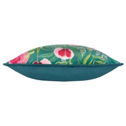 Wylder Nature House of Bloom Poppy Piped Cushion in Teal - Size: 43 cm x 43 cm - thumbnail 4