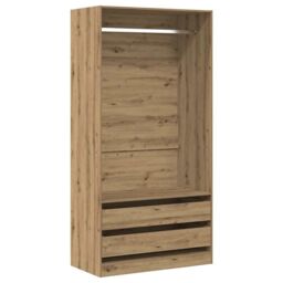 Berkfield Home Wardrobe Artisan Oak 100x50x200 cm Engineered Wood in Brown - Size: 100 x 50 x 200 cm - thumbnail 4
