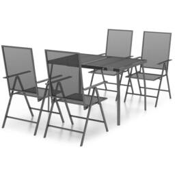 Berkfield Home 5 Piece Garden Dining Set Anthracite Steel in Black - thumbnail 1