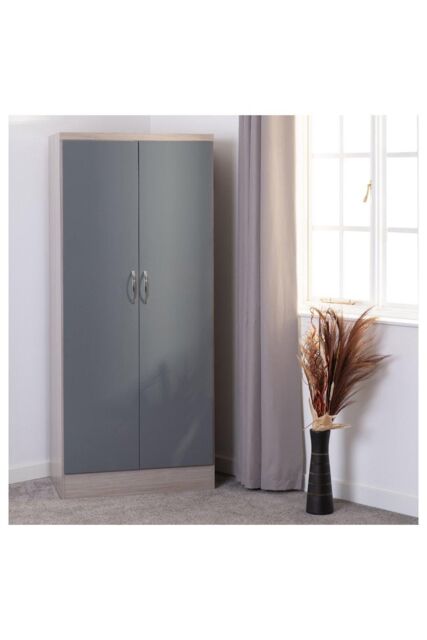 Seconique Nevada 2 Door All Hanging Wardrobe in Grey - image 1