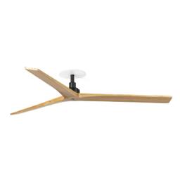 Netlighting Klim Recessed Large Ceiling Fan Matt Black Pine Blades in Brown