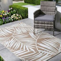 Garden Greatness Capri Neutral Outdoor Leaf Garden Rug in Brown - Size: 45 cm x 75 cm - thumbnail 2