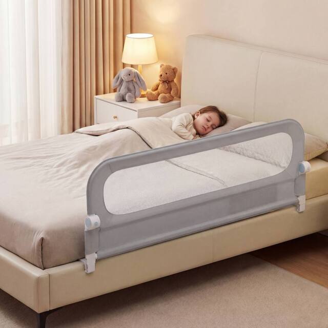 CASART Foldable Toddler Bed Rail 148 cm Long Adjustable Baby Bed Rail Guard in Grey - image 1