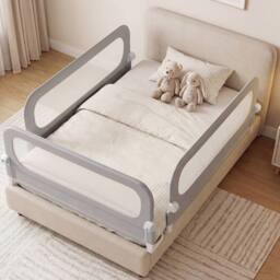 CASART Foldable Toddler Bed Rail 148 cm Long Adjustable Baby Bed Rail Guard in Grey - thumbnail 5