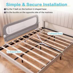 CASART Foldable Toddler Bed Rail 148 cm Long Adjustable Baby Bed Rail Guard in Grey - thumbnail 7