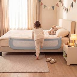 CASART Foldable Toddler Bed Rail 148 cm Long Adjustable Baby Bed Rail Guard in Grey - thumbnail 6
