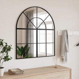 Berkfield Home Wall Mirror Black 80x40 cm Arch Iron