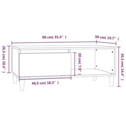 Berkfield Home Coffee Table Smoked Oak 90x50x36.5 cm Engineered Wood in Brown - thumbnail 9