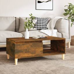Berkfield Home Coffee Table Smoked Oak 90x50x36.5 cm Engineered Wood in Brown - thumbnail 2