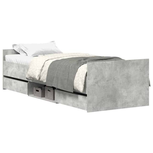 Berkfield Home Bed Frame with Headboard & Footboard Concrete Grey 90x190 cm Single - image 1