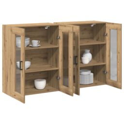 Berkfield Home Wall Mounted Cabinets 2 pcs Artisan Oak 69, 5x34x90 cm Engineered Wood - Size: 5 x 34 x 90 cm - thumbnail 3