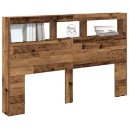 Berkfield Home Headboard Cabinet with LED Old Wood 160x17x102 cm in Brown - Size: 160 x 17 x 102 cm - thumbnail 5