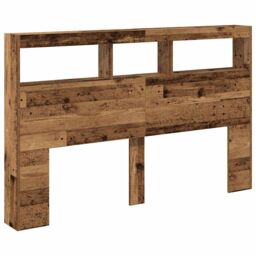Berkfield Home Headboard Cabinet with LED Old Wood 160x17x102 cm in Brown - Size: 160 x 17 x 102 cm - thumbnail 6