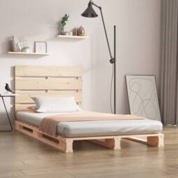 Berkfield Home Bed Frame 90x200 cm Solid Wood Pine in Light Tan - thumbnail 2
