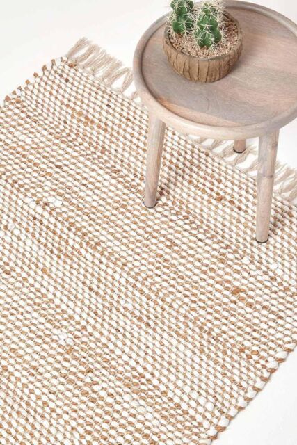 Homescapes Horizon Neutral Hemp Chindi Rug in Natural - Size: 120 cm x 170 cm - image 1