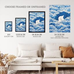 "Wee Blue Coo Wall Art Print Lost At Sea Waves Of Sleep Blue & White Surreal Painting Art Framed - Size: W12"" x H16""" - thumbnail 3
