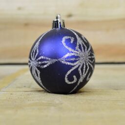 Samuel Alexander Set of 9 Shatterproof Deluxe Glitter Christmas Tree Baubles in Midnight Blue in Dark Blue - thumbnail 6