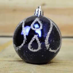 Samuel Alexander Set of 9 Shatterproof Deluxe Glitter Christmas Tree Baubles in Midnight Blue in Dark Blue - thumbnail 5