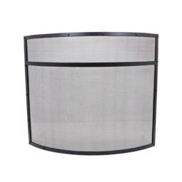Charles Bentley Hornbeam Fireguard Iron Contemporary Curved Design Black Boarder Silver Mesh - thumbnail 5