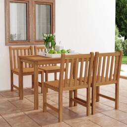Berkfield Home Beautiful 5 Piece Garden Dining Set Solid Teak Wood in Brown - thumbnail 2