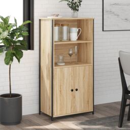 Berkfield Home Highboard Sonoma Oak 62x36x121.5 cm Engineered Wood in Brown - thumbnail 1