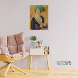 "Artery8 Portrait of a in Green Turban Glackens Canvas Wall Art Print - Size: W12"" x H16""" - thumbnail 3