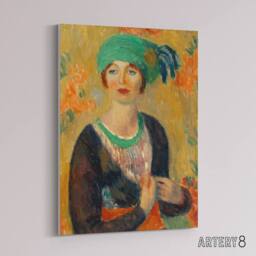 "Artery8 Portrait of a in Green Turban Glackens Canvas Wall Art Print - Size: W12"" x H16""" - thumbnail 2