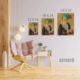 "Artery8 Portrait of a in Green Turban Glackens Canvas Wall Art Print - Size: W12"" x H16""" - thumbnail 4
