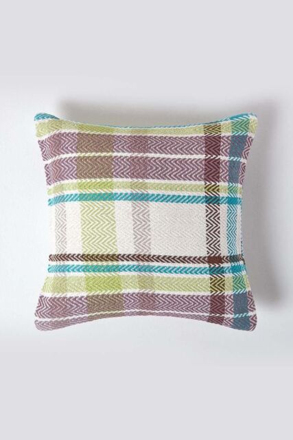 Homescapes Tartan 100% Cotton Falun Cushion Cover in Green - Size: 45 cm x 45 cm - image 1