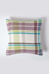 Homescapes Tartan 100% Cotton Falun Cushion Cover in Green - Size: 45 cm x 45 cm