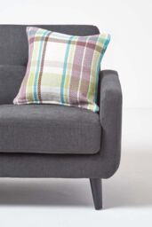 Homescapes Tartan 100% Cotton Falun Cushion Cover in Green - Size: 45 cm x 45 cm - thumbnail 4